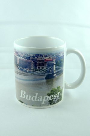 "Budapest Lánchíd nappal" porcelán bögre, 325 ml