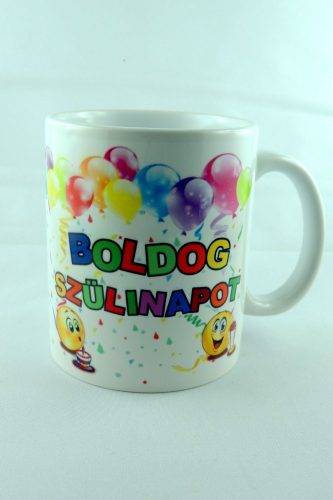 "BOLDOG SZÜLINAPOT" porcelán bögre, 325 ml